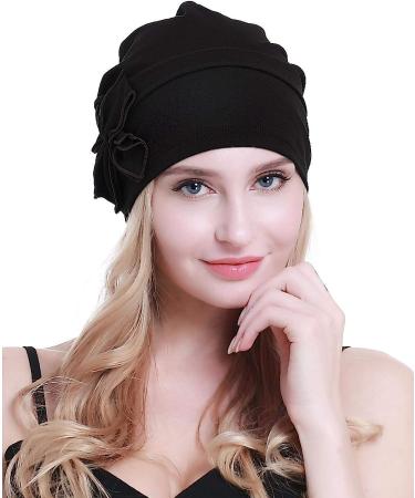 Osvyo Cotton Chemo Turbans Headwear Beanie Hat Cap for Women - Black - Buy Online on GoSupps.com