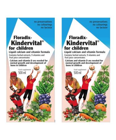 Tudor Kindervital Pack of 2 Liquid Vitamin Calcium Formulas 500 ml each (1000 ml total)