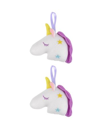 FOMIYES 2pcs Unicorn Bath exfoliating Shower Ball White Bath Ball Kids playset Bath loofah Body Scrubber mesh Shower Sponge mesh Bath Ball Bath mesh Ball Girl Ballet Bunny Powder Puff