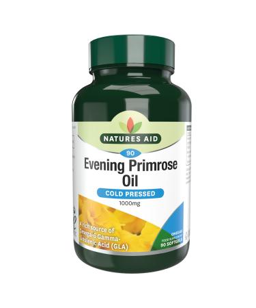 Natures Aid Evening Primrose Oil 1000 Mg 90 Capsules - Evening Primrose Oil Gelatin (Bovine) Glycerine Natural Source Vitamin E Prep (d-alpha Tocopherol Sunflower Oil) For Pregnancy Support 90 Count (Pack of 1)