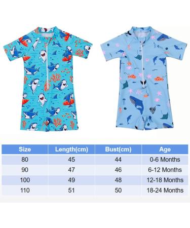 PythJooh Baby Boy Shark Print Rash Guard Swimsuit | Zipper One Piece Beach Swimwear | 12-18 Months - Buy Online on GoSupps.com