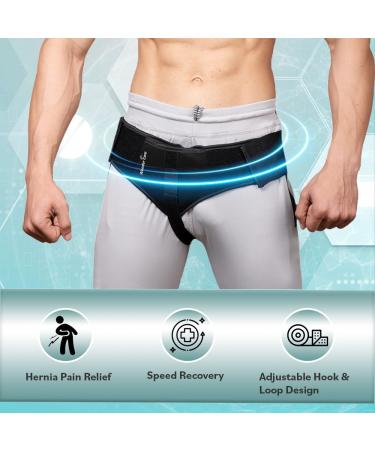 Wonder Care Black Inguinal Hernia Support Truss - Removable Compression Pad, Adjustable Straps - XXL (46-50 inches) Single-Right - Buy Online on GoSupps.com