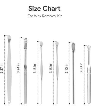 Ear Wax Removal Tool Kit | 6 in 1 Stainless Steel Ear Cleaner Set with Storage Box | Safe Ear Cleaning for Adults and Kids - Silver - Buy Online on GoSupps.com