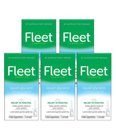 Fleet Liquid Glycerin Suppositories 4 Bottles x 7.5 mL (Pack of 5)