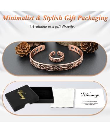 Vicmag Copper Bracelet for Women Men | 6X Ultra Strength Magnets | 99.99% Solid Pure Copper | Adjustable Size | Gift Box | Copper Flower - Buy Online on GoSupps.com