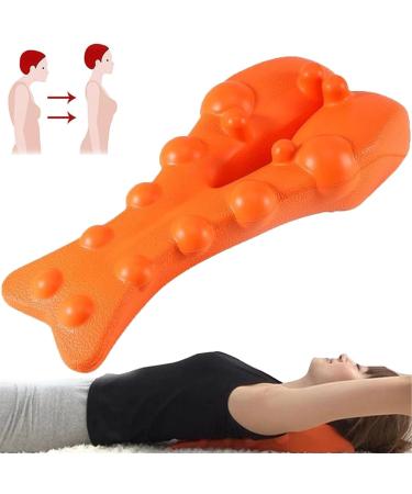 Trigger point massager back extension Align neck pillow for neck and shoulder relaxation-top back massage point pain relief cervical vertebrae (orange) ...