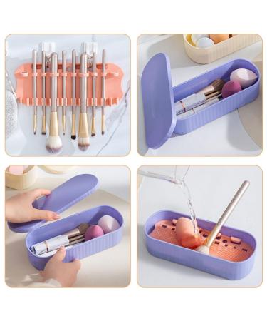 FOMIYES Makeup Brush Cleaning Mat & Holder | Purple Brush Cleaner Pad & Organizer for Flawless Makeup - Buy Online on GoSupps.com
