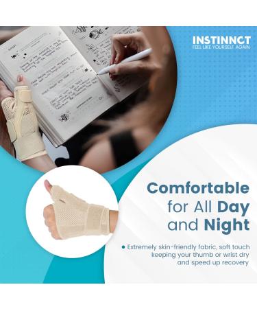 INSTINNCT Fully Adjustable Wrist Thumb Support Brace for Men and Women - Thumb Splint for Tendonitis and Pain - Fits Both Hands - Beige (Pair) One Size - Buy Online on GoSupps.com
