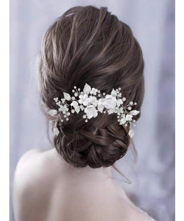 Vakkery Flower Bridal Hair Vine | Pearl Hair Accessories & Headband for Women & Girls (Silver) - International Shipping Available - Buy Online on GoSupps.com