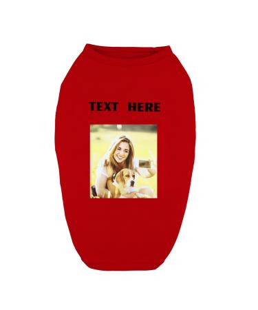 Personalized Custom Dog T-Shirt Clothing Design with Photo and Name for Large Dogs Puppies and Cats (red)