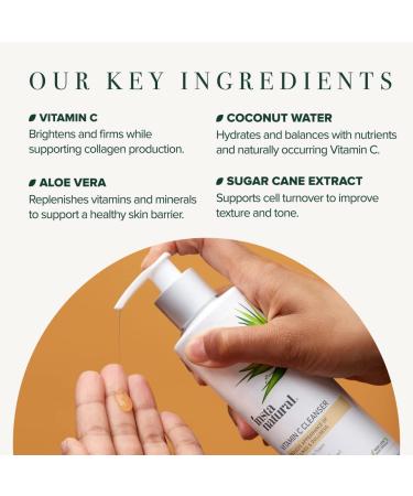 InstaNatural Vitamin C Face Wash - Anti Aging & Exfoliating Cleanser with Aloe Vera & Green Tea Extract - Travel Size - Buy Online on GoSupps.com