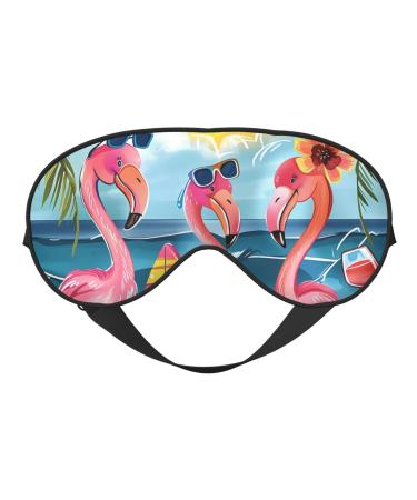 Summer Flamingo Sleep Mask for Women Men Palm Trees Soft Adjustable Blackout Eye Covers for Sleeping Airplane Travel Summer Flamingo 1 Count (Pack of 1)