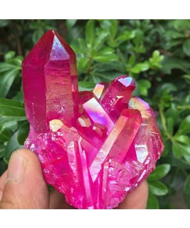 Beautiful red Flame Crystal Cluster Natural Crystal Plating Titanium Coated Crystal Cluster 120-140g - Buy Online on GoSupps.com