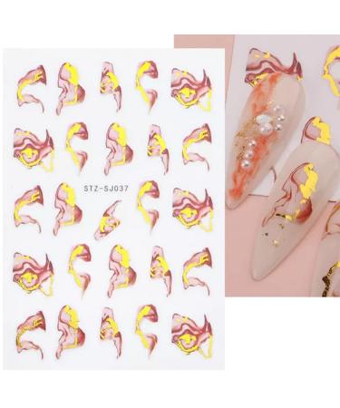 3D Marble Wave Nail Stickers - Self-Adhesive Foil Stripe Art Supplies in White, Black, Gold - French Nail Decals for Women and Girls (6PCS) - Buy Online on GoSupps.com