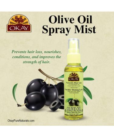 Okay Olive Spray Mist Oil for Hair - Prevent Hair Loss - All Skin & Hair Types - 2 fl oz - Buy Online on GoSupps.com