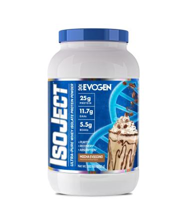 Evogen Isoject Mocha Evoccino Protein Powder Premium Whey Isolate w/Ignitor Enzymes BCAA EAA's Recovery Smoothies for Men & Women 26 Servings
