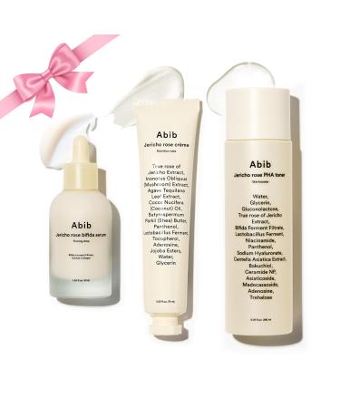 Abib Jericho Rose 3-Step Skincare Set PHA Toner Firming Bifida Serum & Cream for Dry Skin