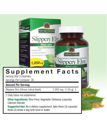 NaturaAnswer's Slippery Elm 1050 mg 90 vegetarian capsules - Buy Online on GoSupps.com