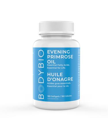 BodyBio Evening Primrose Oil - Natural Gamma Linolenic Acid for Healthy Skin & Hormone Balance - Non-GMO Cold Pressed 180 softgels