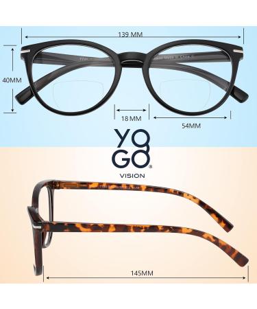 Yogo Vision Bifocal Reading Glasses - Retro MultiFocal Readers for Men & Women | 3 Pack: Black Demi Purple 1.75x | Spring Hinges - Buy Online on GoSupps.com