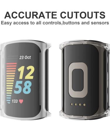 Cuteey 4 Pack Clear TPU Screen Protector Cover Case for Fitbit Charge 5 - Slim & Soft Smart Watch Accessories - Buy Online on GoSupps.com
