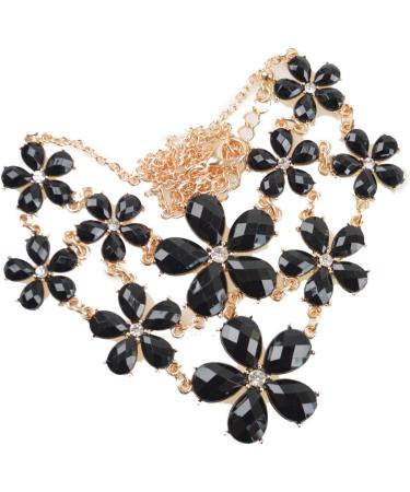 Black Daisy Flower Women's Statement Bib Necklace Earrings Set - Buy Online on GoSupps.com