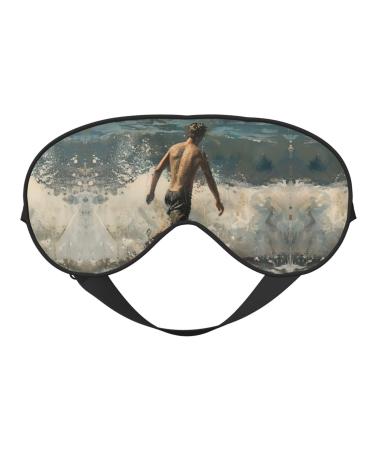 Beach Surf Print Double-Sided Eye Mask Soft and Light Blocking for Enhancing Sleep Quality