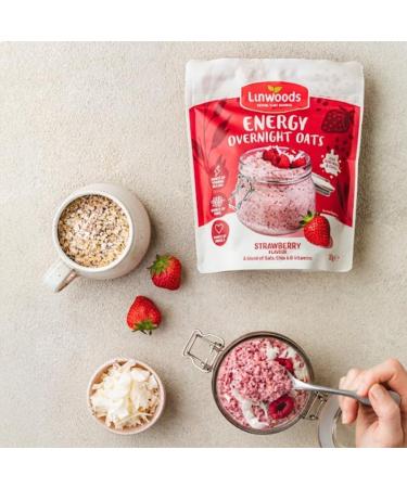 Linwoods Strawberry Energy Overnight Oats 3x300g | Healthy Vegan & Gluten Free Breakfast - Buy Online on GoSupps.com