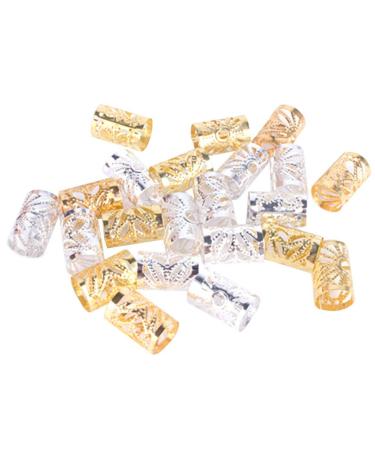 100pcs Silver Gold Dreadlocks Braiding Beads - Hair Coil Cuffs Tubes for DIY Braid Rings | Kid Girl & Women Hair Accessories - Buy Online on GoSupps.com