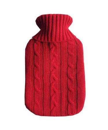TRIXES Red Knitted Hot Water Bottle Cover Gifts for Men Women & Kids Pain Relief Pad & Warmer for The Cold - Warm Body Back Neck Feet Hands Fits 2 Litre Bottles Cover ONLY (Bag Not Included)
