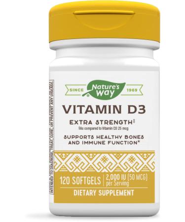 Nature's Way Vitamin D3 Extra Strength Immune and Healthy Bones Support* 50mcg Per Serving 120 Softgels - Buy Online on GoSupps.com