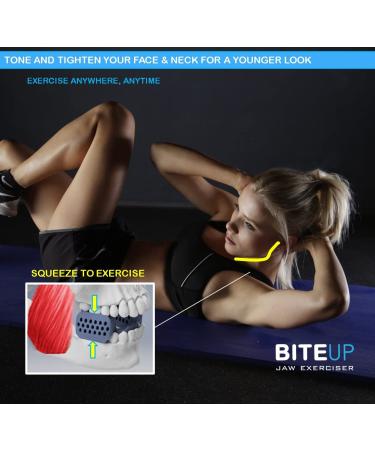 California Designed BITEUP Jawline Exerciser - Tone & Strengthen Face & Neck Muscles - FDA Food Grade Silicone - Beginner Blue - Buy Online on GoSupps.com