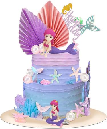ANCLLO 26PCS mermaid cake topper under the sea mermaid cake topper Ocean Theme Cake Topper Cake Decoration - Buy Online on GoSupps.com
