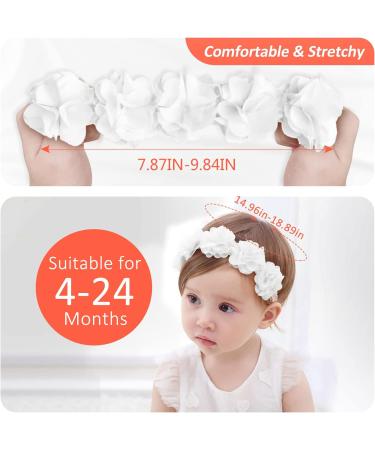 Fmeida Baby Girls Flower Headband | Stretchy and Soft Infant Hair Accessory for 4-24 Months | Floral Birthday Headband in White - Buy Online on GoSupps.com