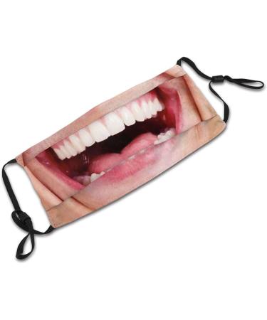 Xcngg Funny Mouth Teeth Laugh Fabric Mask - Washable Reusable Bandana with Filter Bag | Storm Hood Face Mask (2 Filters Included) - Buy Online on GoSupps.com