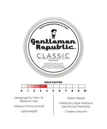 Gentlemen Republic Classic Pomade - Medium Hold & Shine Water Soluble No Beeswax 8 oz - Classic Hair Styling Made in USA - Buy Online on GoSupps.com
