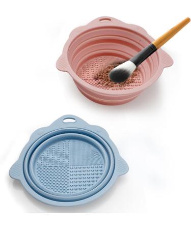 kmobruzy Foldable Silicone Makeup Brush Cleaning Bowl Portable Cleaning Tool for Puff Sponge Brushes Bowl Washing Sponge Cosmetic Mat Cleaning Gadget Cleaning Blue - Buy Online on GoSupps.com