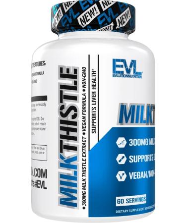 EVL Silymarin Milk Thistle Capsules - Liver Cleanse & Detox Support - 60 Non-GMO Veggie Capsules - Buy Online on GoSupps.com
