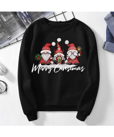 Women's Christmas Snowman and Penguin Print Sweatshirt - Black XXL | Cozy O-Neck Raglan Top for Winter | Cute and Comfy Xmas Jumper - Buy Online on GoSupps.com