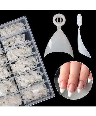 BODYA 600 Pieces French Nail Tips Acrylic Nails Half Oval Cover Short Natural Fake Nails for DIY Nail Art - 12 Sizes with Box - Buy Online on GoSupps.com