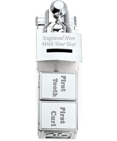 Personalized Silver Train Money Box with First Curl/Tooth Carriage - Custom Engraved Gift for Births, Christening, Baptism, Holy Communion - Buy Online on GoSupps.com