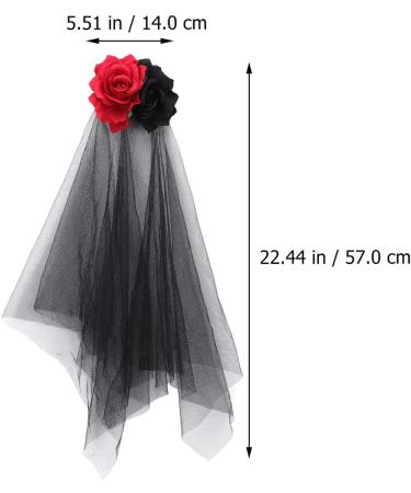 DEARMAMY Halloween Veil Black Rose Veil Wedding Veil Short for Women Girls Hair Decoration Headband Headwear Costume - Buy Online on GoSupps.com