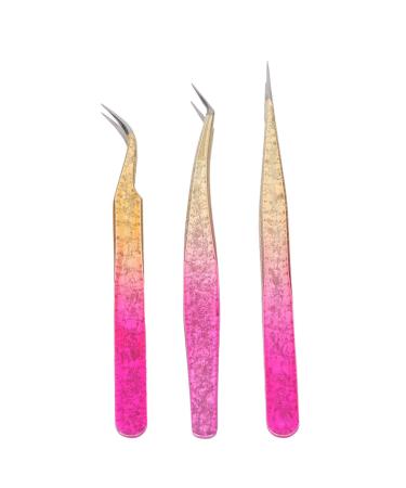 Nail Strass picking tweezers 3 pieces nail art tweezers manicure rhinestone tongs with color gradient straight curved tips made of stainless steel