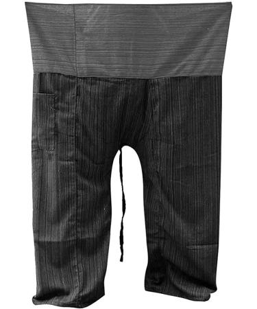 LannaPremium Thai Fisherman Yoga Pants | 2 Tone Pirate Martial Arts Pants for Men and Women - Gray/Black - Buy Online on GoSupps.com