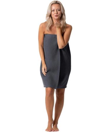 XX-Large Dark Gray Quick Dry Waffle Spa Wrap with Adjustable Closure | Lightweight Bath Robe Direct - Buy Online on GoSupps.com