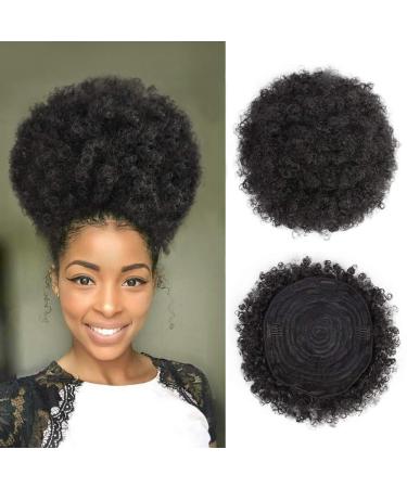 AISI QUEENS Afro Puff Drawstring Ponytail Black Kinky Curly Hair Bun Synthetic Hairpieces Clip in Hair Extensions for Black Women(Extra Large 1B) Extra Large Extra Large-Black