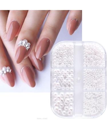 Jojomino 1Box Pearl Decorations Nail Charms White Round Nail Parts Gold Steel Beads Balls Jewelry Nail Art Accessories Color:ZZ01 - Buy Online on GoSupps.com