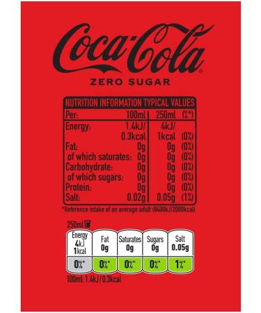 Coca-Cola Zero Sugar 6 Pack - 1.63 Kg | 250ml Cans | Sugar-Free Cola - Buy Online on GoSupps.com