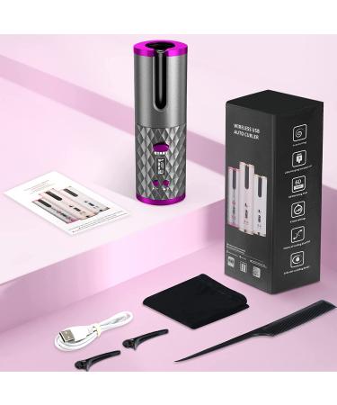 Cordless Automatic Curling Iron | Portable Wireless Hair Curler with 6 Temp & Timer | USB Rechargeable | Fast Heating & Auto Shut Off - Gray - Buy Online on GoSupps.com