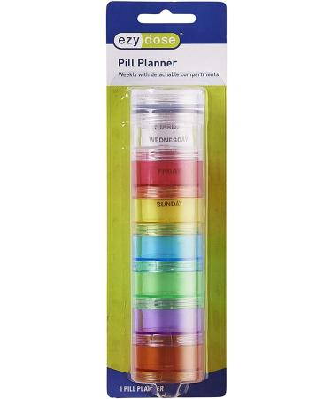EZY DOSE Weekly Pill Case | 7-Day Medicine Planner & Vitamin Organizer | BPA Free Medium Detachable Compartments in Rainbow Colors - International Shipping Available - Buy Online on GoSupps.com
